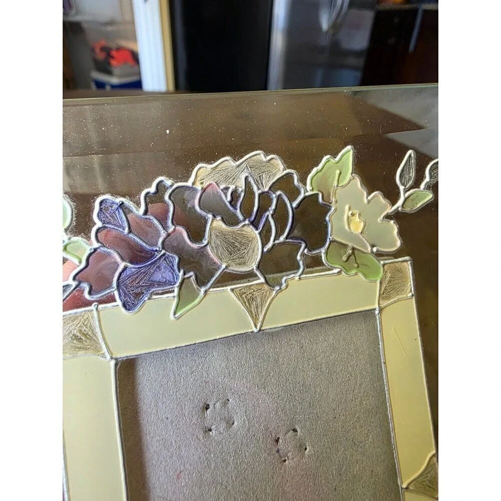 Hand-Painted Floral Glass Photo Frame‎ 3.5